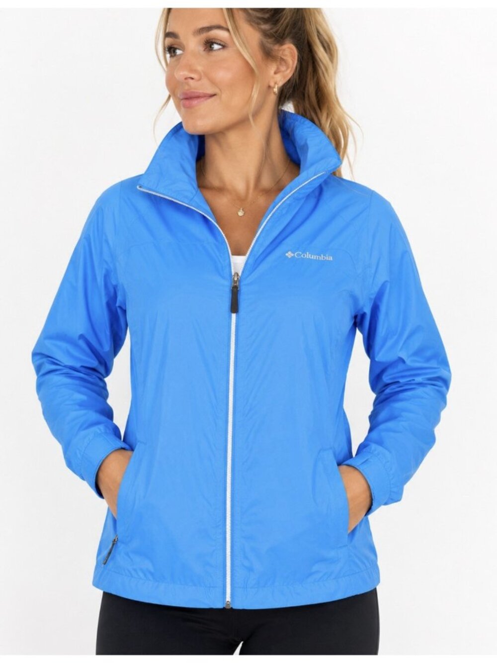 Columbia Switchback III Rain Jacket Womens XXL 2XL Blue Waterproof Full Zip Hood